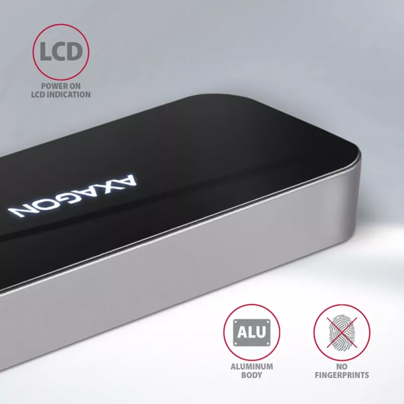 Axagon HMC-6GL USB 3.2 Gen 1 -keskitin, 3x USB-A, HDMI 4K/30Hz, RJ-45, PD 100W, 20 cm USB-C-kaapeli