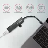 USB-C-keskitin Axagon HMC-GL3A 3x USB-A Gbit-LAN musta