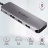 Axagon HMC-5 USB 3.2 Gen 1 -keskitin, 2x USB-A, HDMI, SD/microSD, PD 100W, 20 cm USB-C-kaapeli