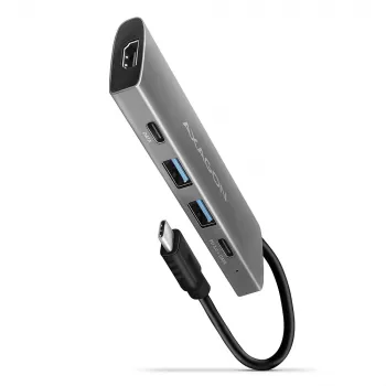 Axagon HMC-5G2 USB 10Gbps -keskitin, 2x USB-A, 2x USB-C, HDMI 4K/60Hz, PD 100W, USB-C-kaapeli
