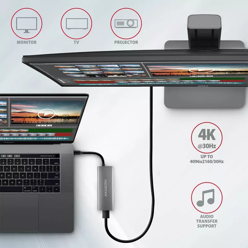 Axagon HMC-5G2 SPEEDSTER 5-in-1 USB-C-keskitin, 2x USB-A, 2x USB-C, HDMI, PD 60 W