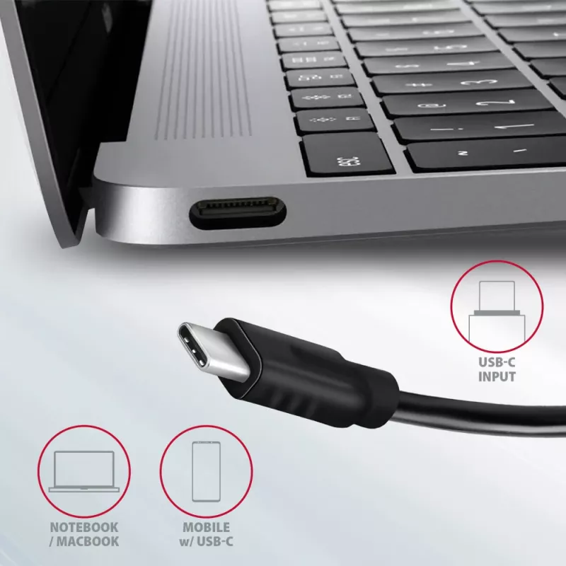 Axagon HMC-5G2 SPEEDSTER 5-in-1 USB-C-keskitin, 2x USB-A, 2x USB-C, HDMI, PD 60 W