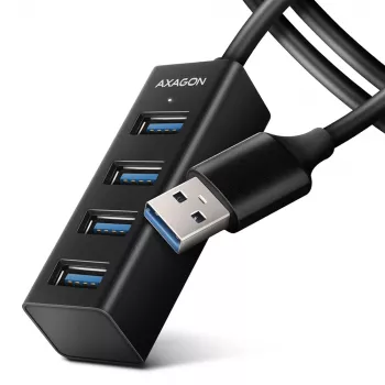 Axagon HUE-M1AL 4x USB 3.2 Gen 1 MINI-keskitin, metalli, 1,2 m USB-A-kaapeli