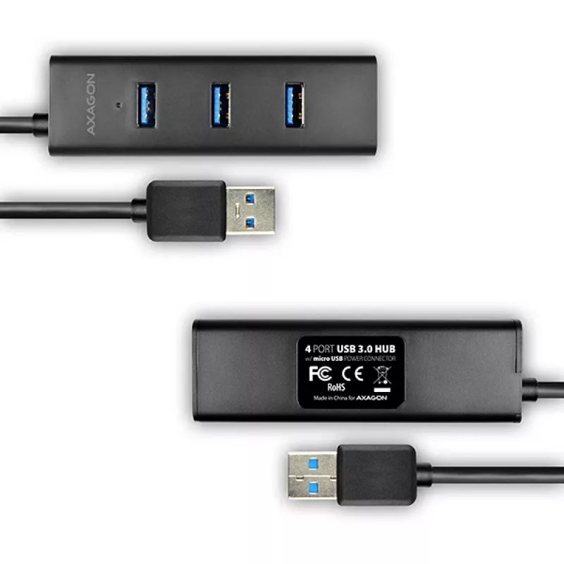 Axagon HUE-S2B 4x USB 3.0 CHARGING -keskitin, virransyöttö Micro-USB:n kautta