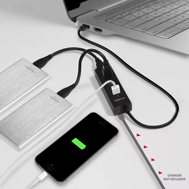 Axagon HUE-S2B 4x USB 3.0 CHARGING -keskitin, virransyöttö Micro-USB:n kautta