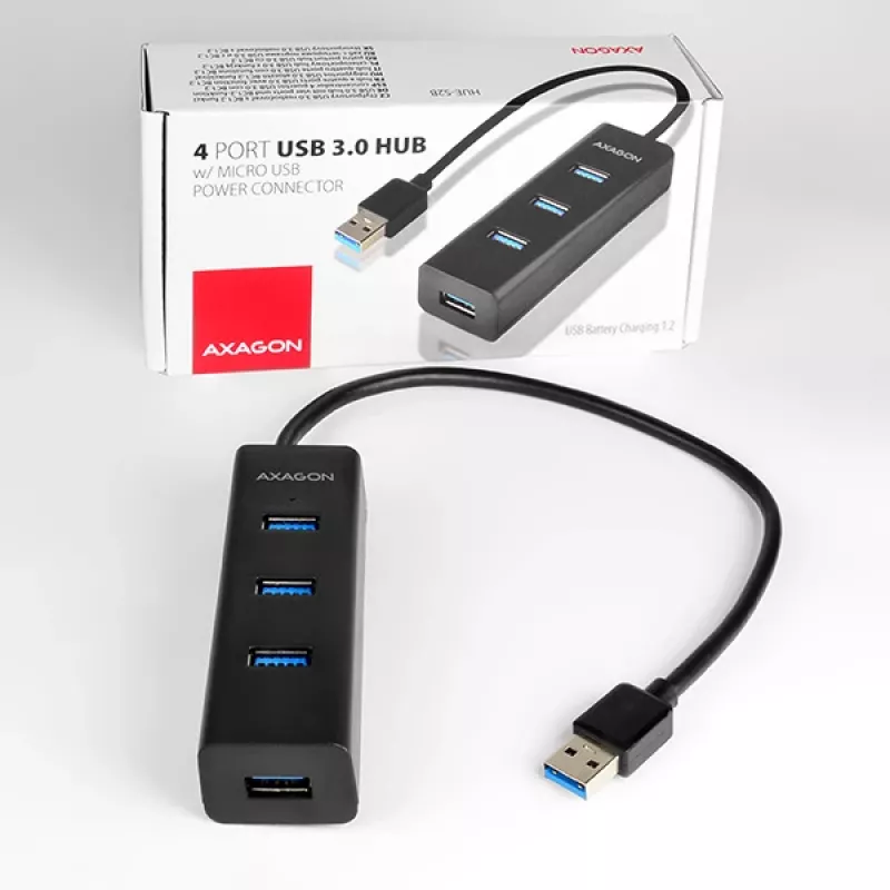 Axagon HUE-S2B 4x USB 3.0 CHARGING -keskitin, virransyöttö Micro-USB:n kautta