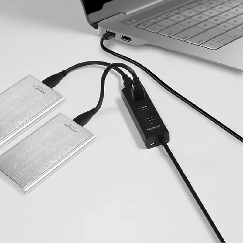 Axagon HUE-S2BL 4x USB 3.0 CHARGING -keskitin 1,2 m kaapelilla, virransyöttö Micro-USB:n kautta
