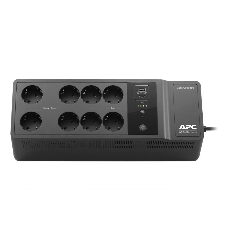 APC Back-UPS BE850G2-GR - varavirtalähde 8 pistorasiaa, 850VA, 2 USB-laturia, 1 USB-dataliitäntä