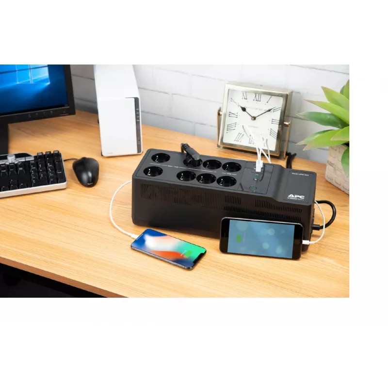 APC Back-UPS BE850G2-GR - varavirtalähde 8 pistorasiaa, 850VA, 2 USB-laturia, 1 USB-dataliitäntä