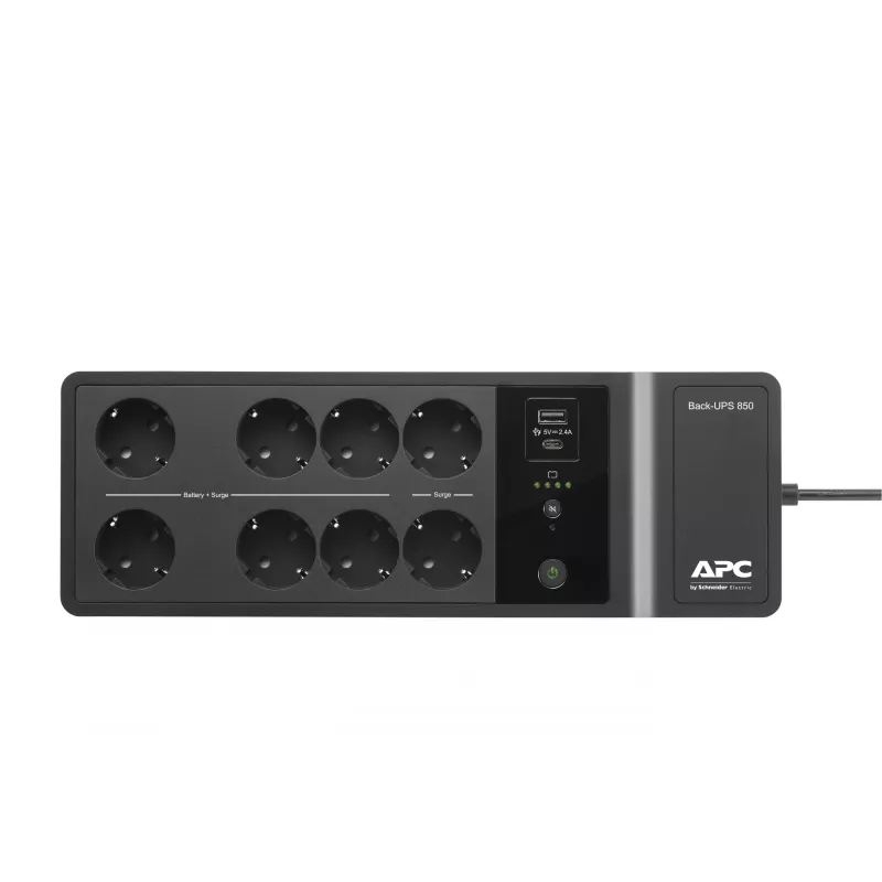 APC Back-UPS BE850G2-GR - varavirtalähde 8 pistorasiaa, 850VA, 2 USB-laturia, 1 USB-dataliitäntä