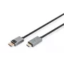 DIGITUS DP-HDMI-kaapeli LED-valolla 4K/30Hz, 2m alumiinikotelo, kullattu, tukee 4K30Hz