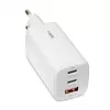 IBOX matkalaturi ILUC65W, 65W, 2x USB-C + 1x USB-A, valkoinen, 1,5 m kaapeli