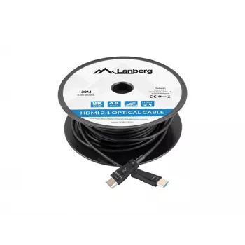LANBERG HDMI-kaapeli - uros/uros V2.1 Optical AOC - 30m musta