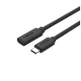 Unitek C14086BK-1.5M USB-C-jatkokaapeli (U/N), 10 Gbps, 4K, PD 100 W, 1,5 m, musta