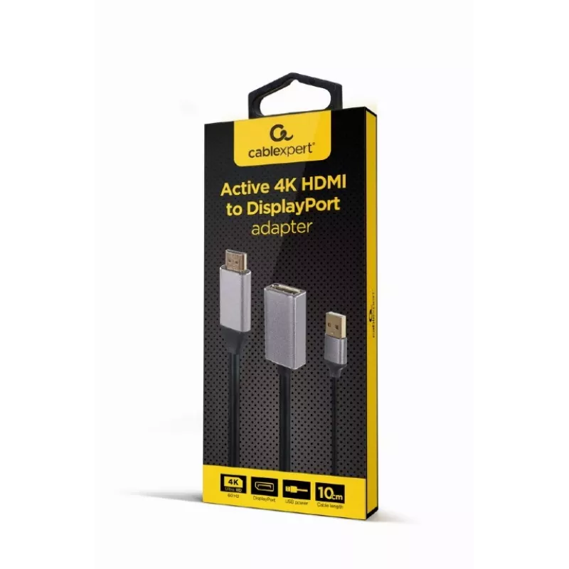 GEMBIRD Aktiivinen 4K HDMI-uros DisplayPort-naaras -sovitin, musta