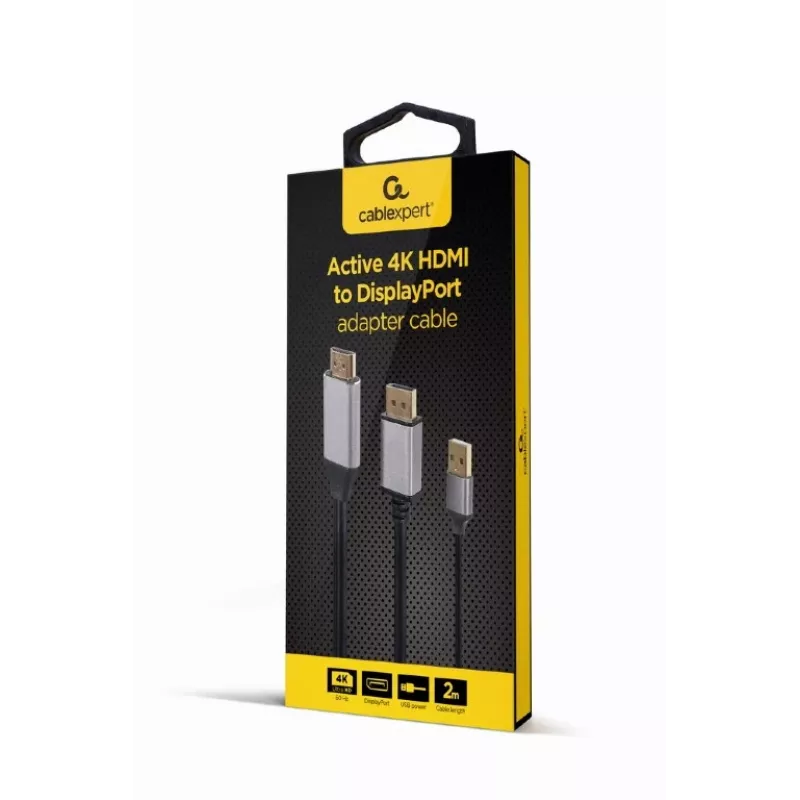 GEMBIRD Aktiivinen 4K HDMI-uros DisplayPort-uros -sovitinkaapeli, 2 m – musta