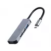 Gembird UHB-U3P1U2P3-01 USB-C-keskitin, hopea