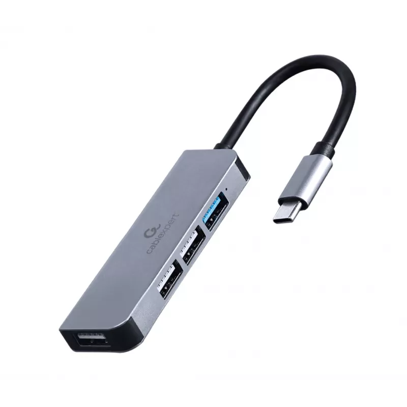 Gembird UHB-U3P1U2P3-01 USB-C-keskitin, hopea