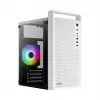 PC-kotelo AEROCOOL PGS CS-109-G-WT-v1 Mini Tower SPCC valkoinen — microATX, jopa 26 cm GPU, FRGB, Mesh-etu