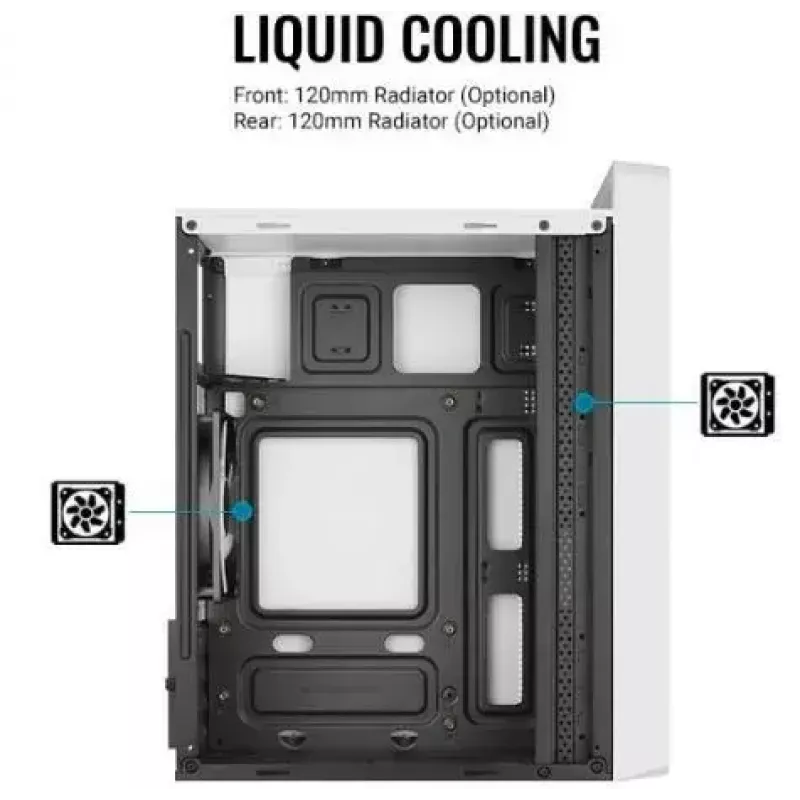 PC-kotelo AEROCOOL PGS CS-109-G-WT-v1 Mini Tower SPCC valkoinen — microATX, jopa 26 cm GPU, FRGB, Mesh-etu