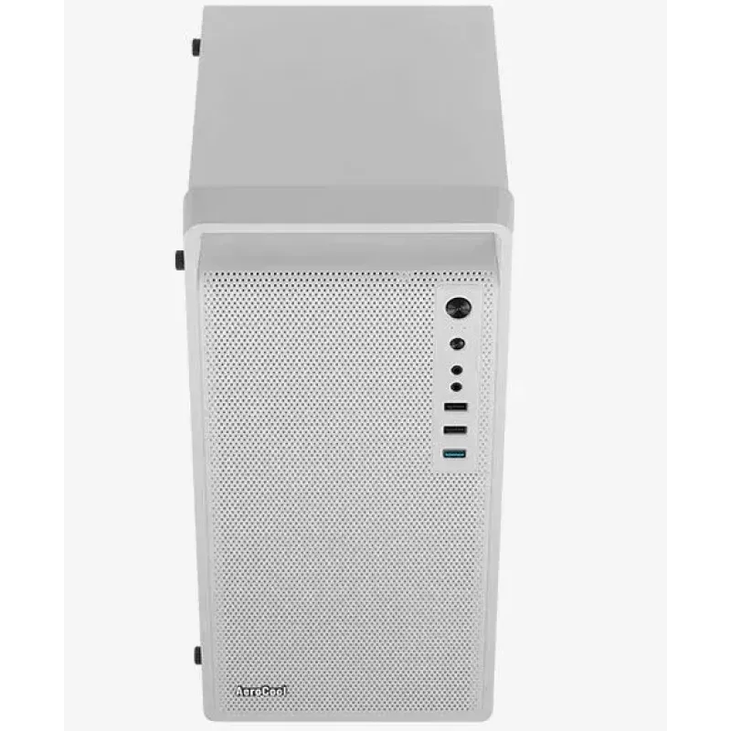 PC-kotelo AEROCOOL PGS CS-109-G-WT-v1 Mini Tower SPCC valkoinen — microATX, jopa 26 cm GPU, FRGB, Mesh-etu