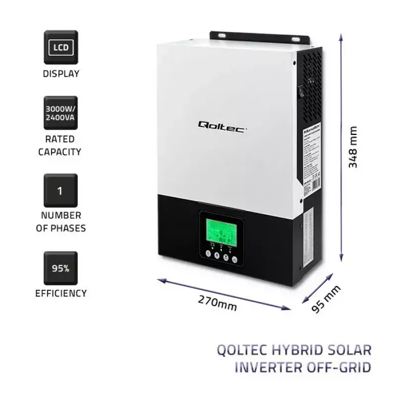Hybridi off-grid -aurinkoinvertteri QOLTEC 3KVA 2,4kW 80A