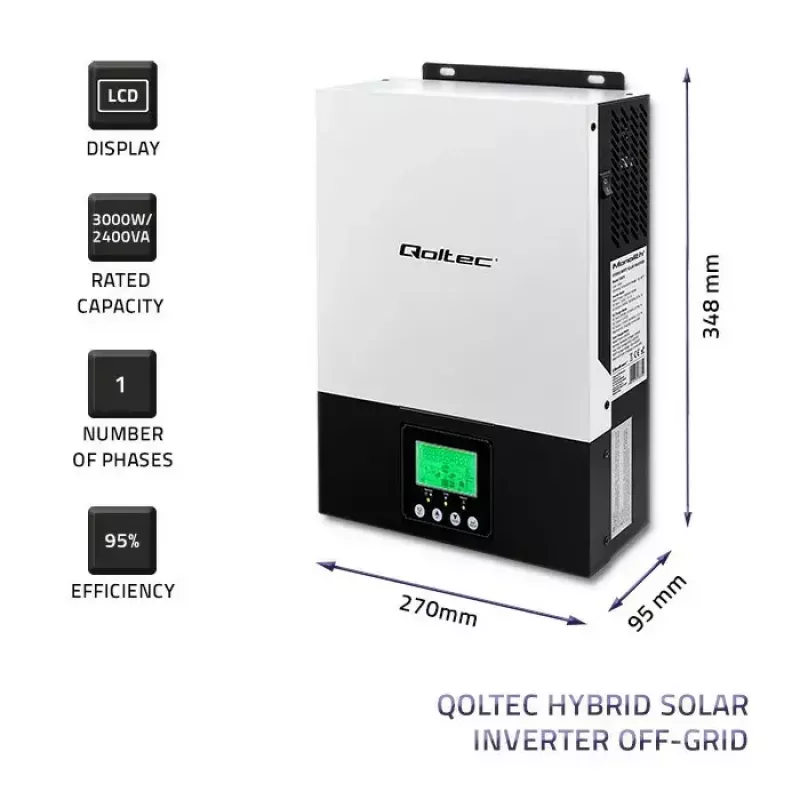 Hybridi off-grid -aurinkoinvertteri QOLTEC 3KVA 2,4kW 80A