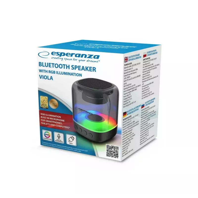 Kannettava kaiutin ESPERANZA EP154, 3W RMS, Bluetooth 5.0, MicroSD, FM, 4 h toistoaika, musta