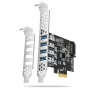 Axagon PCEU-43RS PCIe-kortti - 4x USB 5 Gbps portti, kaksoisvirransyöttö, Renesas PD720201, SP & LP