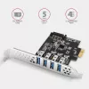 Axagon PCEU-43RS PCIe-kortti - 4x USB 5 Gbps portti, kaksoisvirransyöttö, Renesas PD720201, SP & LP