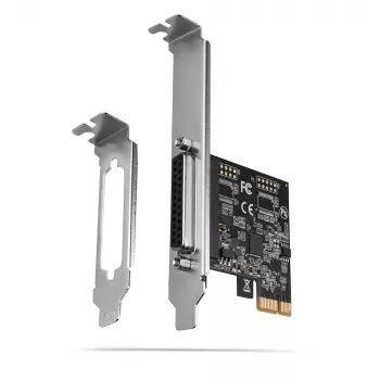 Axagon PCEA-P1N PCIe - 1x rinnakkaisporttiadapteri SP & LP, PCIe, rinnakkais, naaras, Full-height / Low-profile, PCIe 2.0, Kiina