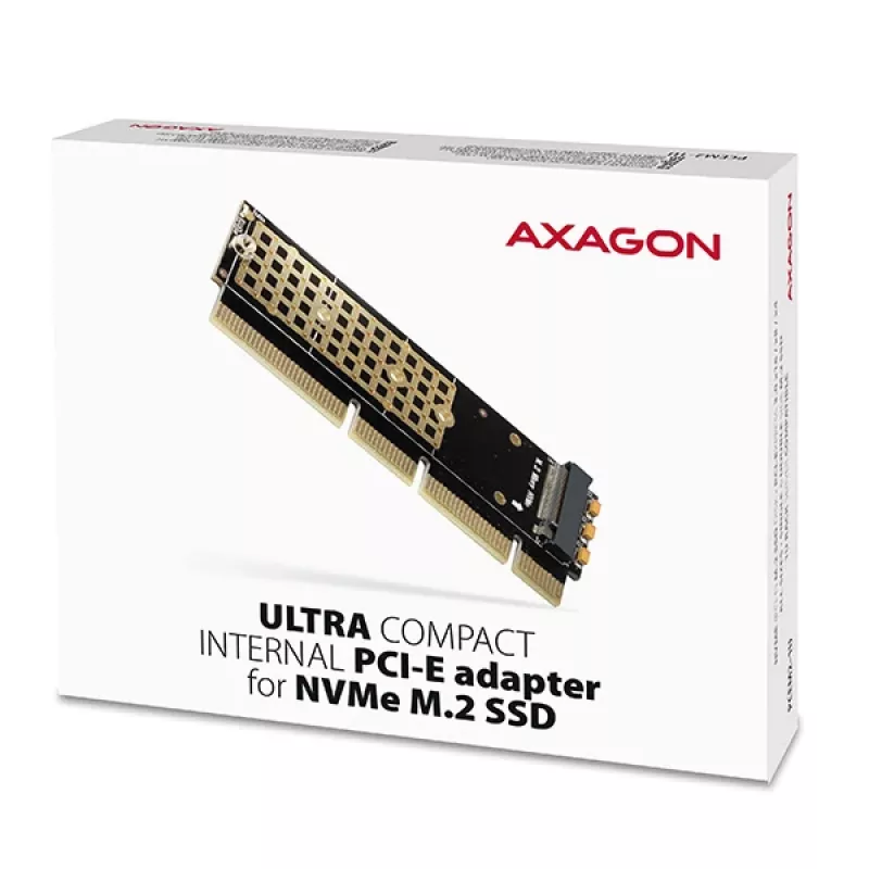 Axagon PCEM2-1U PCIe x16/x8/x4 - M.2 NVMe M-Key-paikka-adapteri 1U