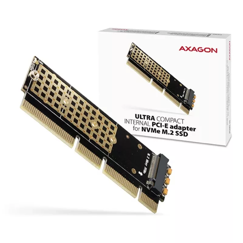 Axagon PCEM2-1U PCIe x16/x8/x4 - M.2 NVMe M-Key-paikka-adapteri 1U