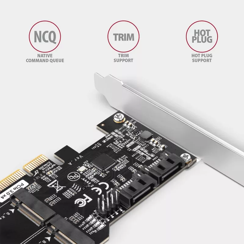 Axagon PCES-SA4M2 PCIe-ohjain 2x sisäinen SATA 6G portti + M.2 B-Key liitäntäkortit/adapterit M.2, SATA