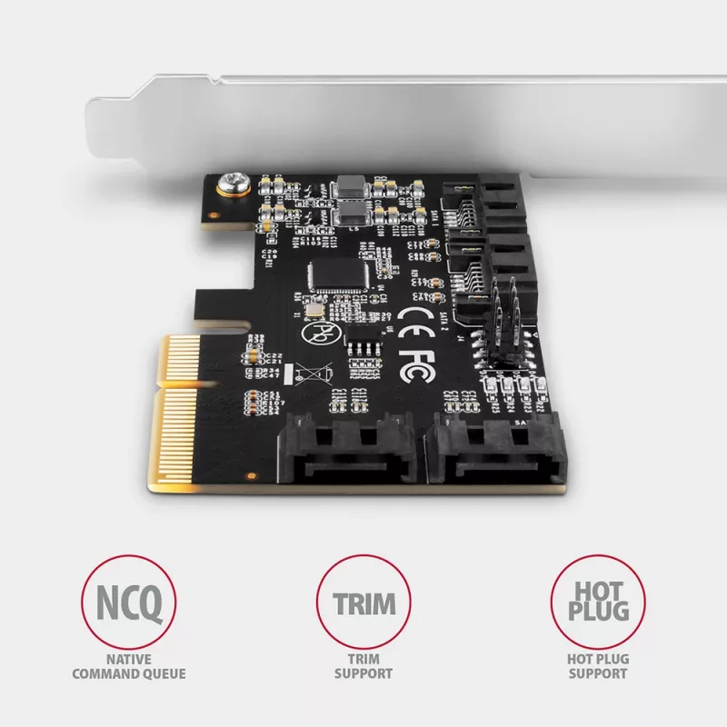 Axagon PCES-SA4X4 PCIe-ohjain - 4x sisäinen SATA 6G portti, ASM1164, SP & LP