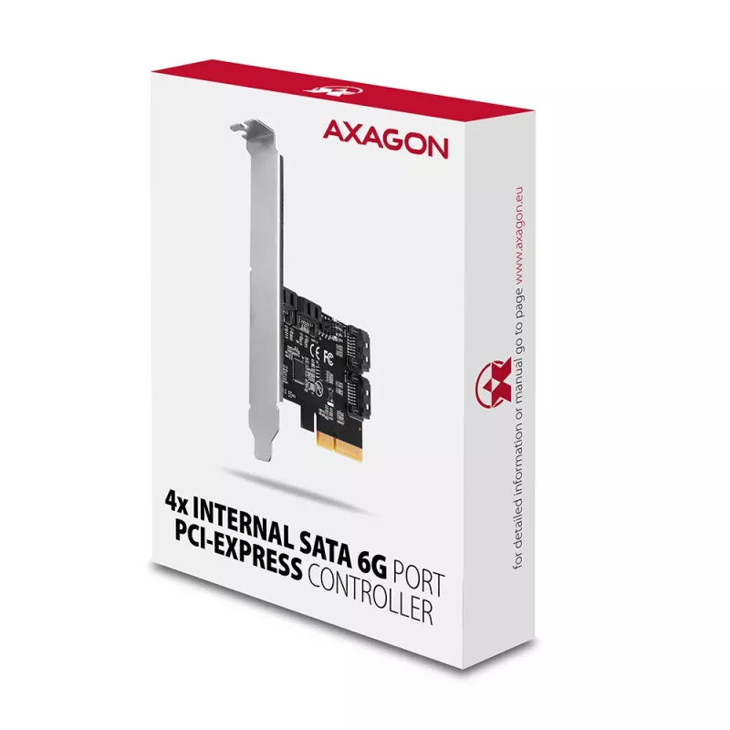 Axagon PCES-SA4X4 PCIe-ohjain - 4x sisäinen SATA 6G portti, ASM1164, SP & LP