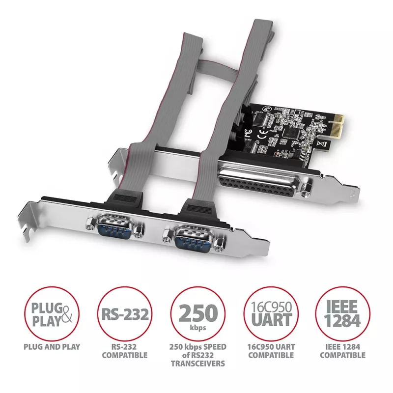 Axagon PCEA-PSN PCIe - 1x rinnakkais & 2x sarjaportti 250 kbps adapteri SP & LP