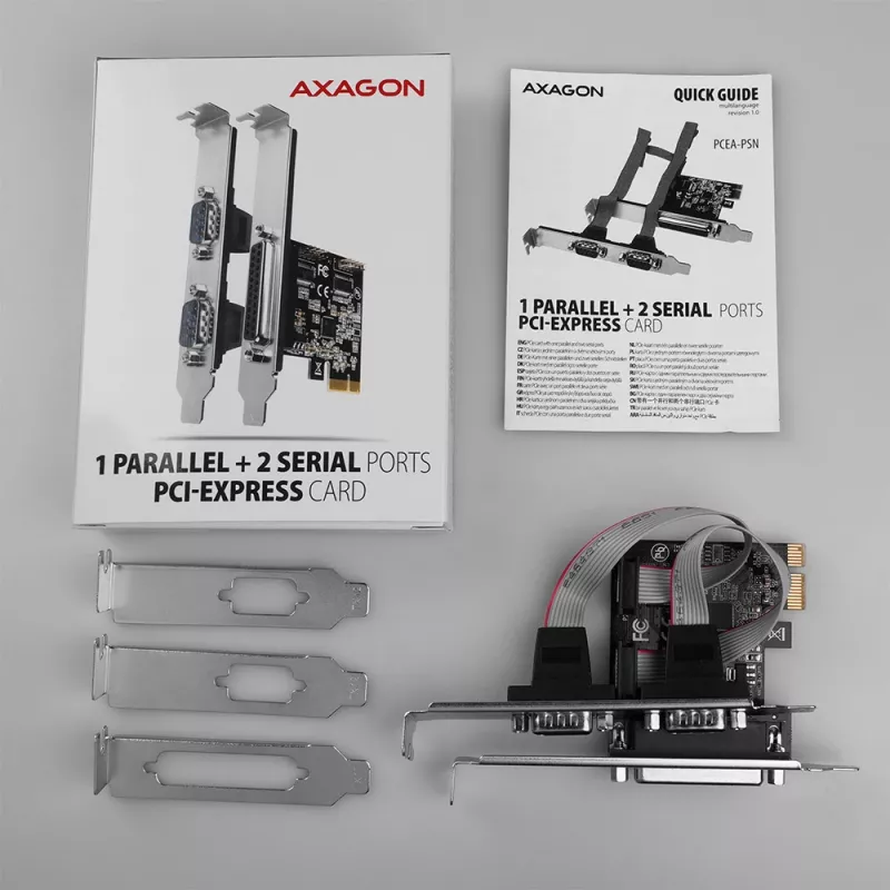 Axagon PCEA-PSN PCIe - 1x rinnakkais & 2x sarjaportti 250 kbps adapteri SP & LP