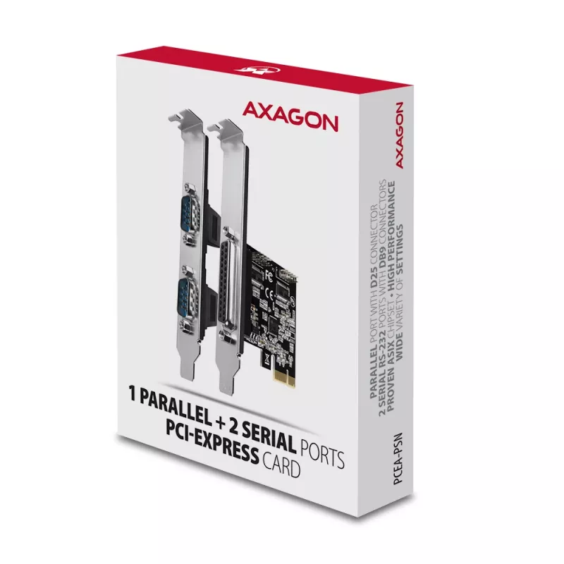 Axagon PCEA-PSN PCIe - 1x rinnakkais & 2x sarjaportti 250 kbps adapteri SP & LP