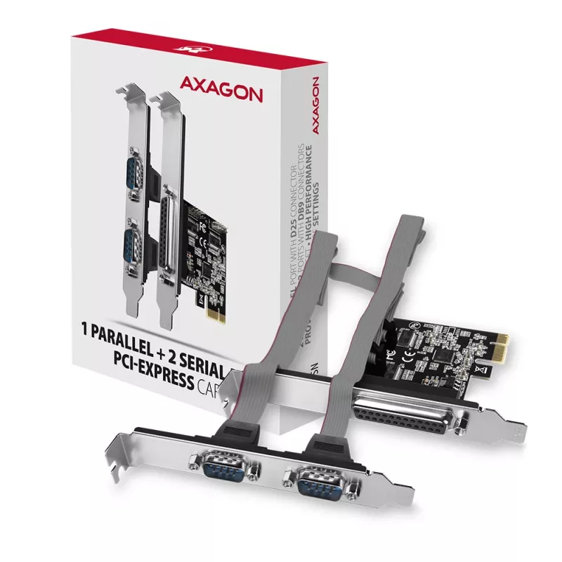 Axagon PCEA-PSN PCIe - 1x rinnakkais & 2x sarjaportti 250 kbps adapteri SP & LP