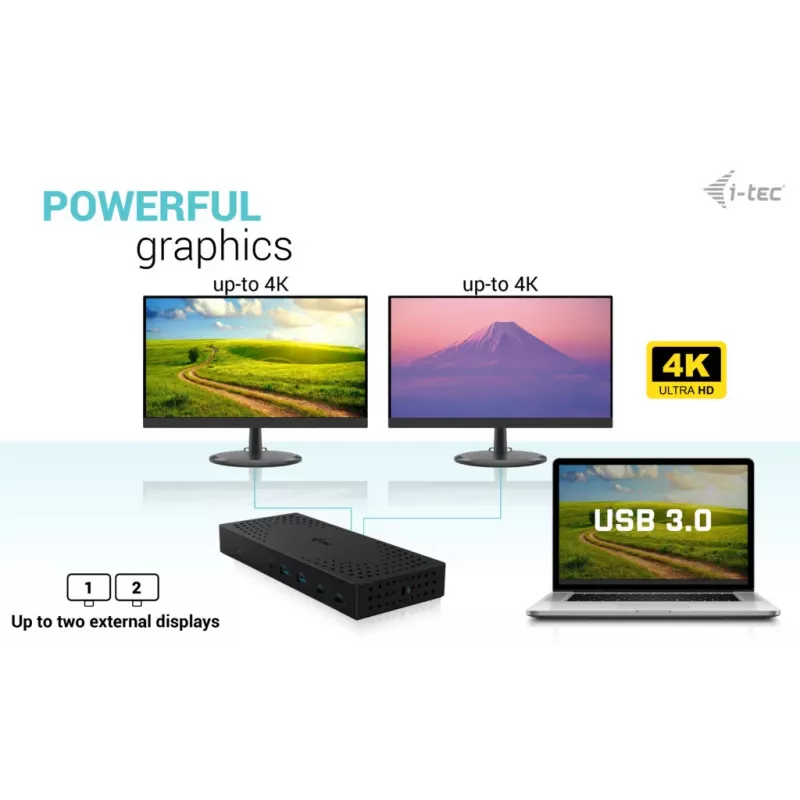 i-tec USB 3.0 / USB-C / Thunderbolt, 3x 4K telakointiasema Gen 2 + Power Delivery 100W