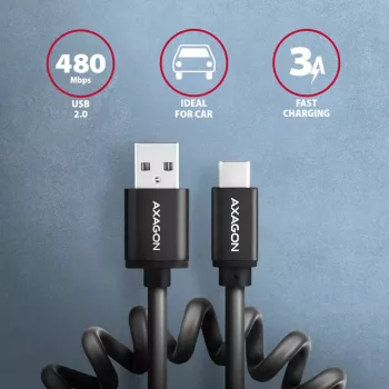 USB-kaapeli Axagon BUCM-AM10TB USB 2.0 0,6 m USB-C USB-A musta
