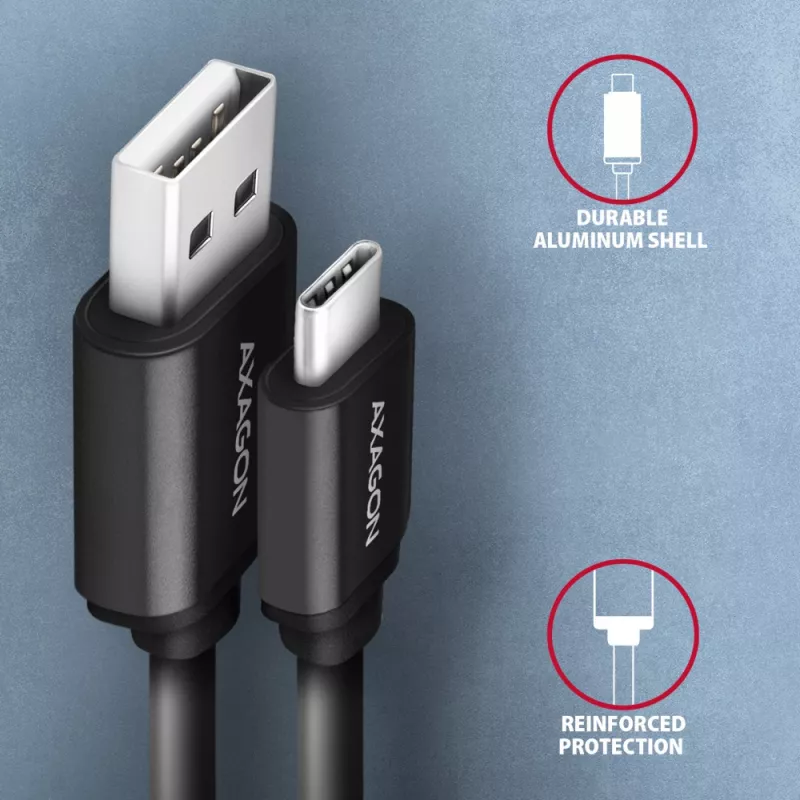USB-kaapeli Axagon BUCM-AM10TB USB 2.0 0,6 m USB-C USB-A musta
