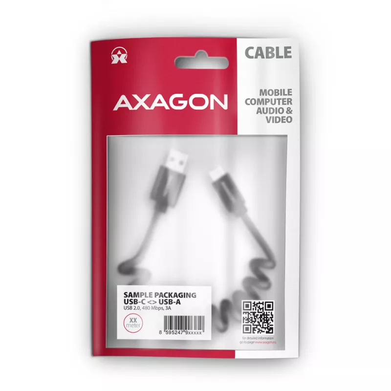 USB-kaapeli Axagon BUCM-AM10TB USB 2.0 0,6 m USB-C USB-A musta