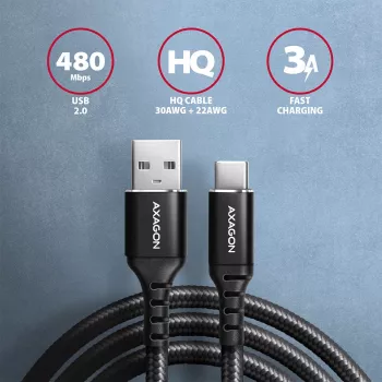 USB-kaapeli Axagon BUCM-AM15AB USB 2.0 1,5 m USB A USB C musta
