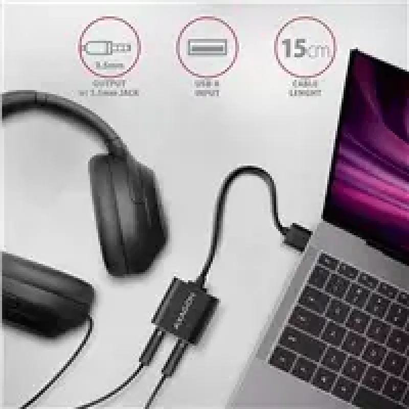 Ulkoinen USB-äänisovitin AXAGON ADA-12 1x 3,5 mm liitäntä kuulokkeille ja mikrofonille