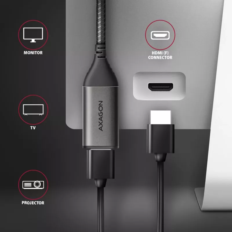 Axagon RVC-HI2M USB-C -> HDMI 2.0a adapteri 4K/60Hz HDR10
