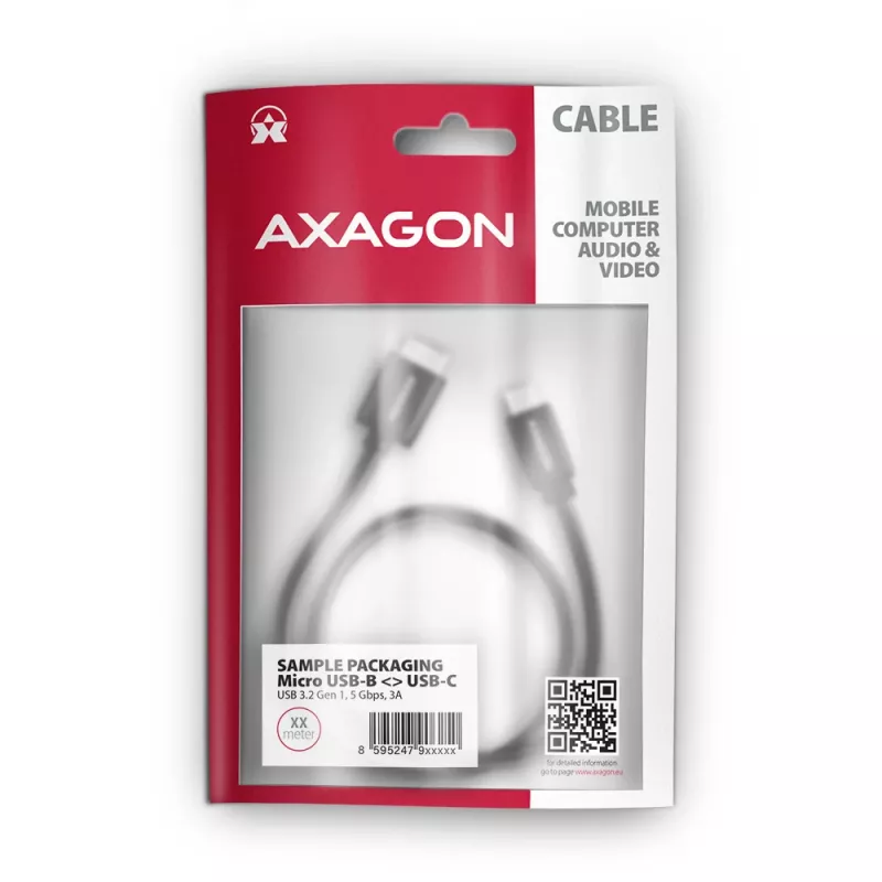 USB-kaapeli Axagon BUMM3-CM10AB Micro-USB B USB C 1m musta