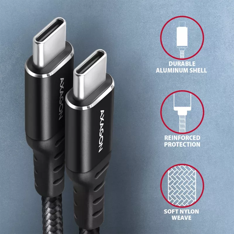 USB-kaapeli Axagon BUCM-CM20AB 2m USB C musta