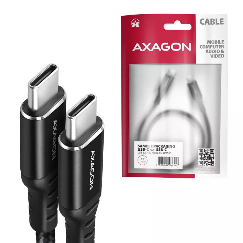 USB-kaapeli Axagon BUCM-CM20AB 2m USB C musta